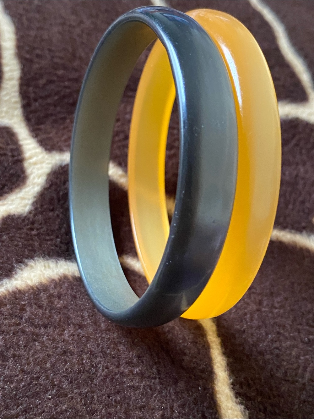 Vintage 80’s Moon Glow Bracelets in Black and Yellow/Orange
